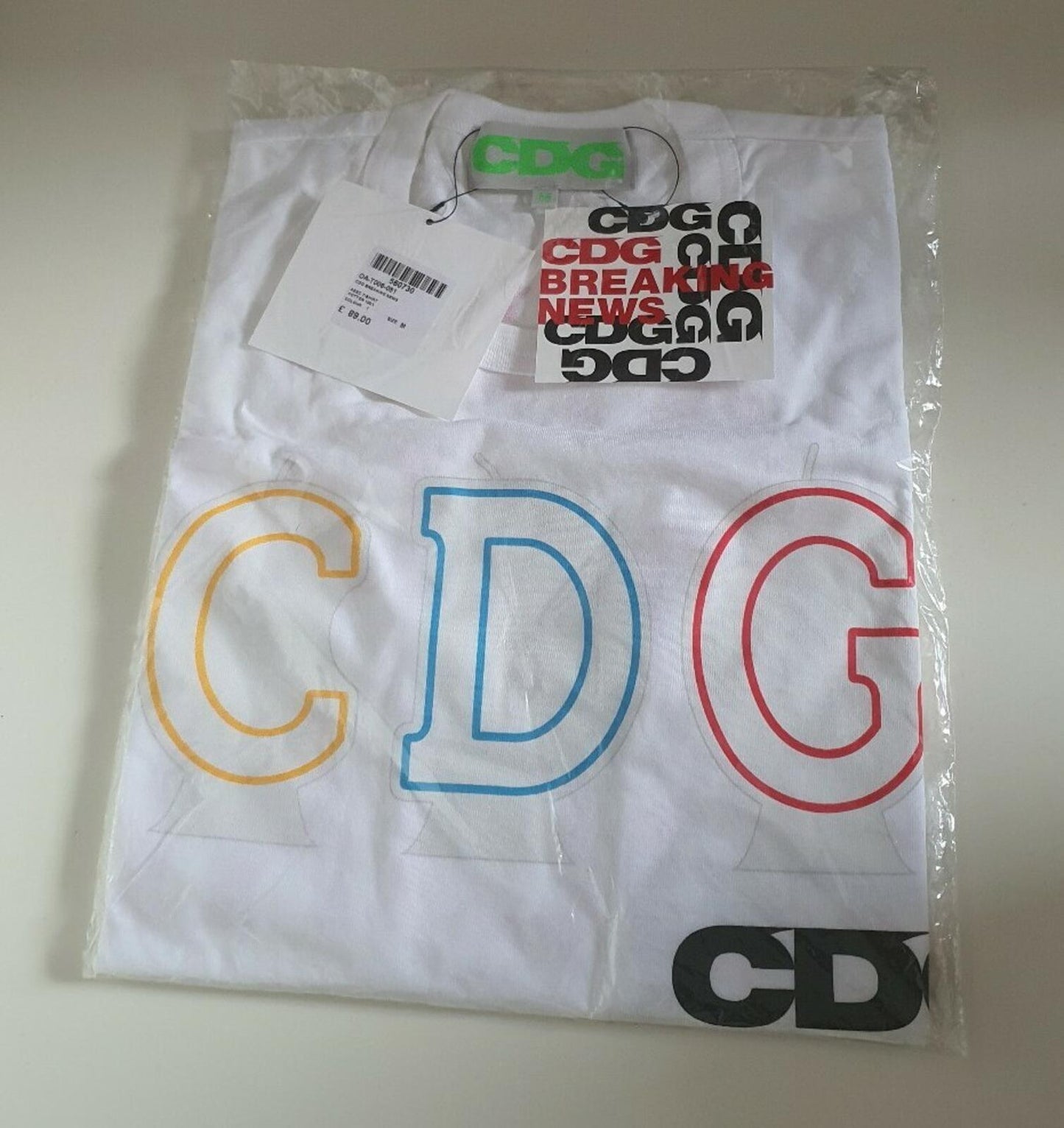 Comme Des Garcons x ASSC Breaking News T-Shirt Antisocial Behaviour Weiß Größe M