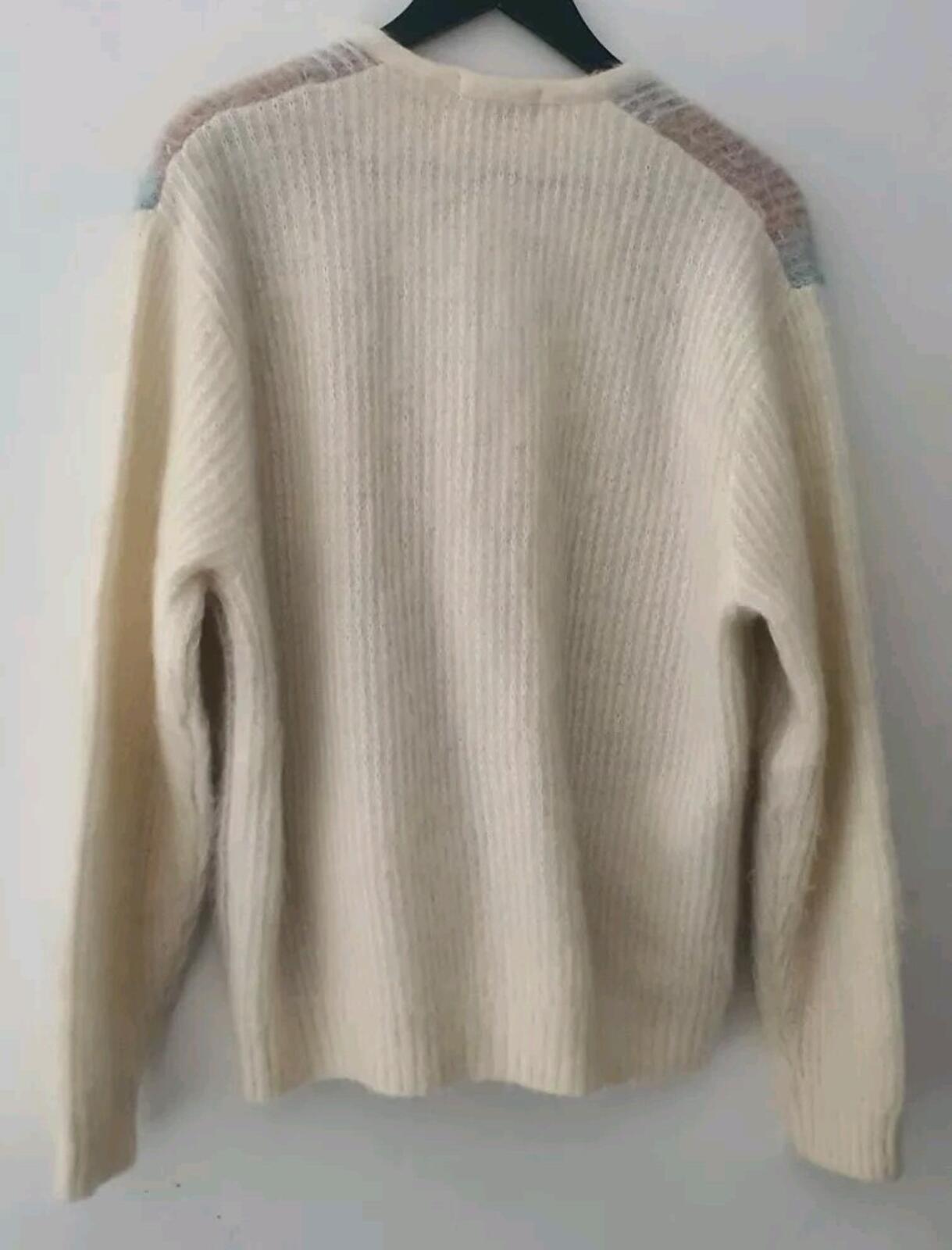 SS22 Supreme Brushed Grid Cardigan size M Medium White sweater Mohair New £178