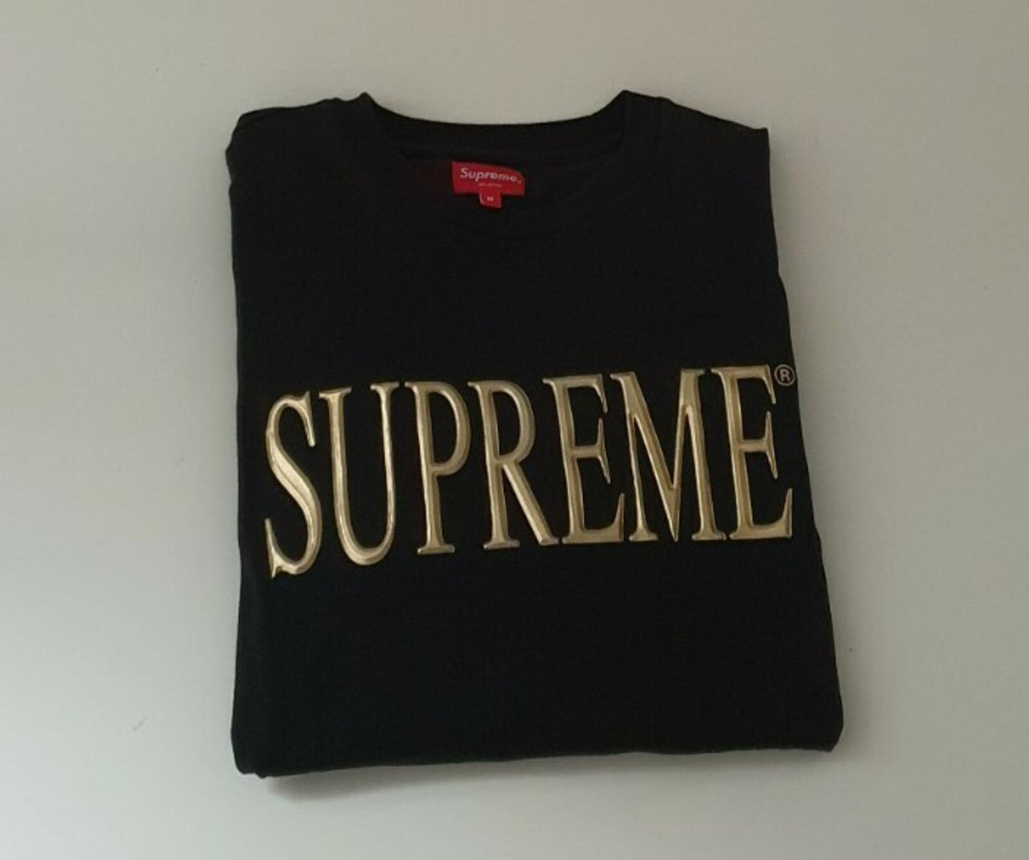 FW16 Supreme Gold Logo Top Black Size M