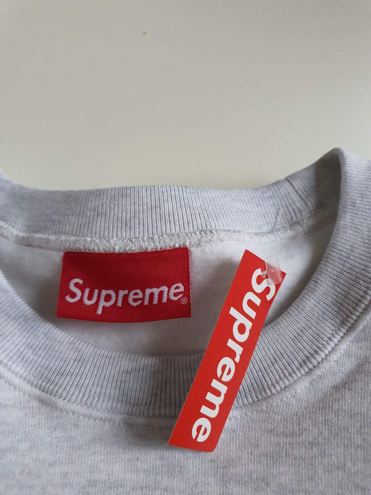 SS19 Supreme Rib Stripe Crewneck Ash Grey Size M