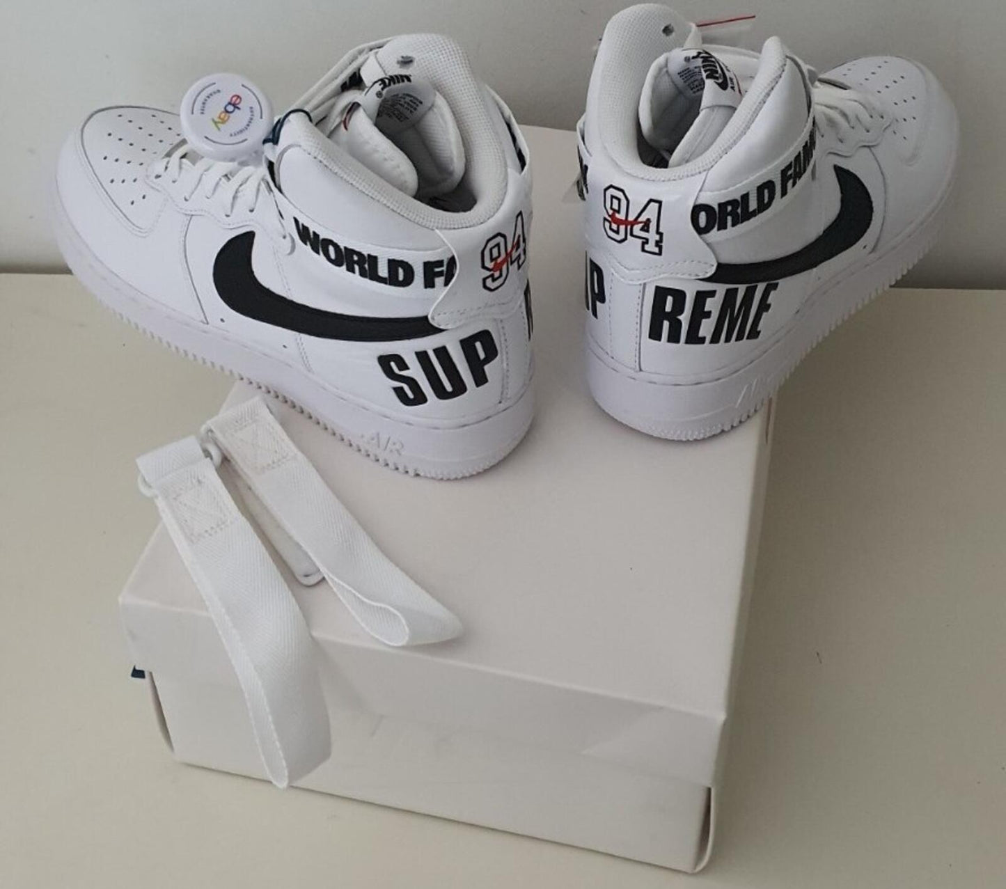 FW14 Supreme Nike Air Force 1 Hi US 9 UK 8 EU 42.5 Sneaker Schuhe Lot Weiß Selten