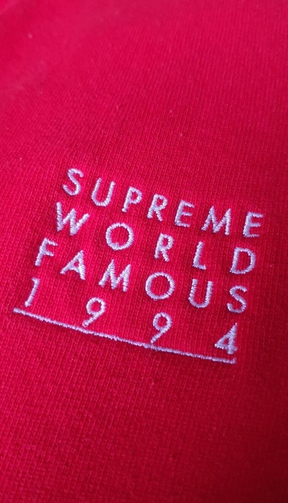 SS18 Supreme World Famous Zip Up Hooded Sweatshirt Red Size M