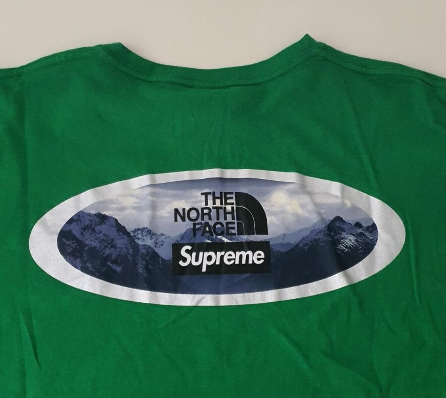FW21 Supreme x The North Face Mountains tee green t-shirt TNF