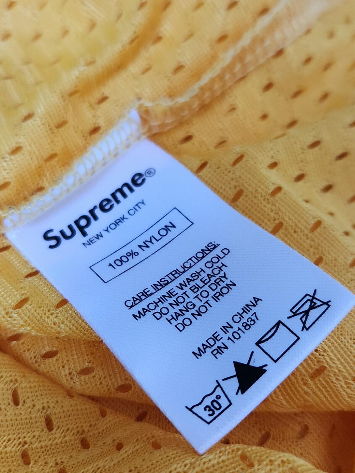 SS15 Supreme x Thrasher Mesh S/S Top Yellow Tee Size L Large Nylon T-shirt