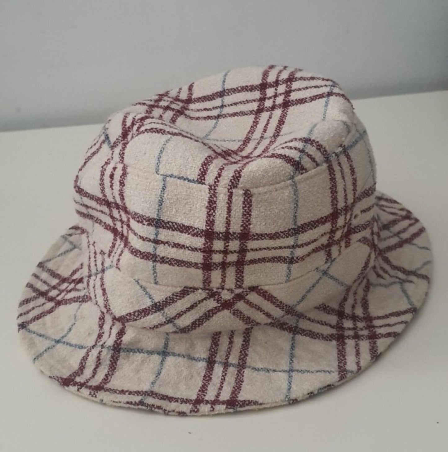 SS14 Supreme Loro Piana French Terry crusher S/M White Plaid Rare bucket hat New