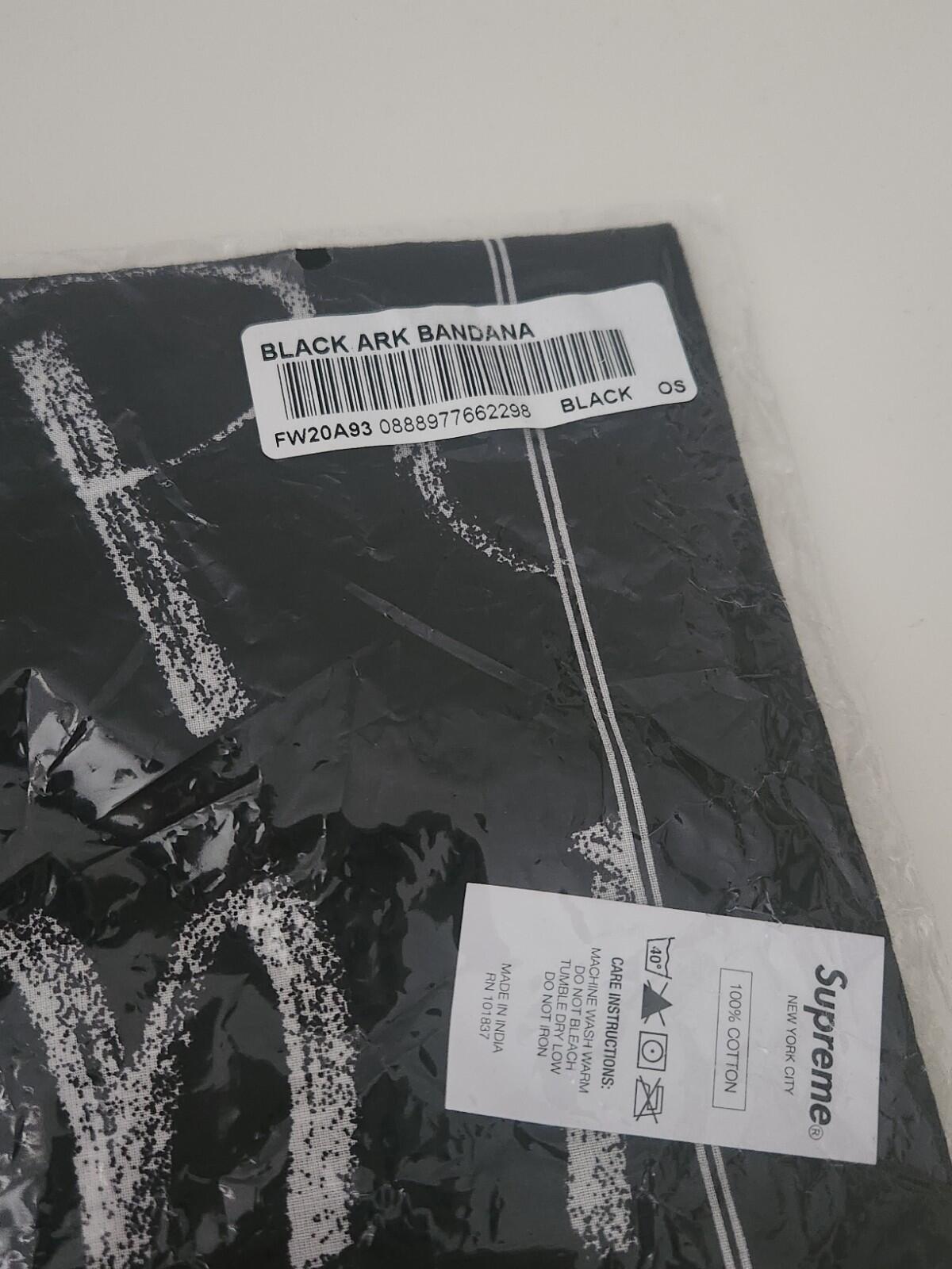 FW20 Supreme Black Arc Bandana Cotton Scarf Original artwork Lee Scratch Perry