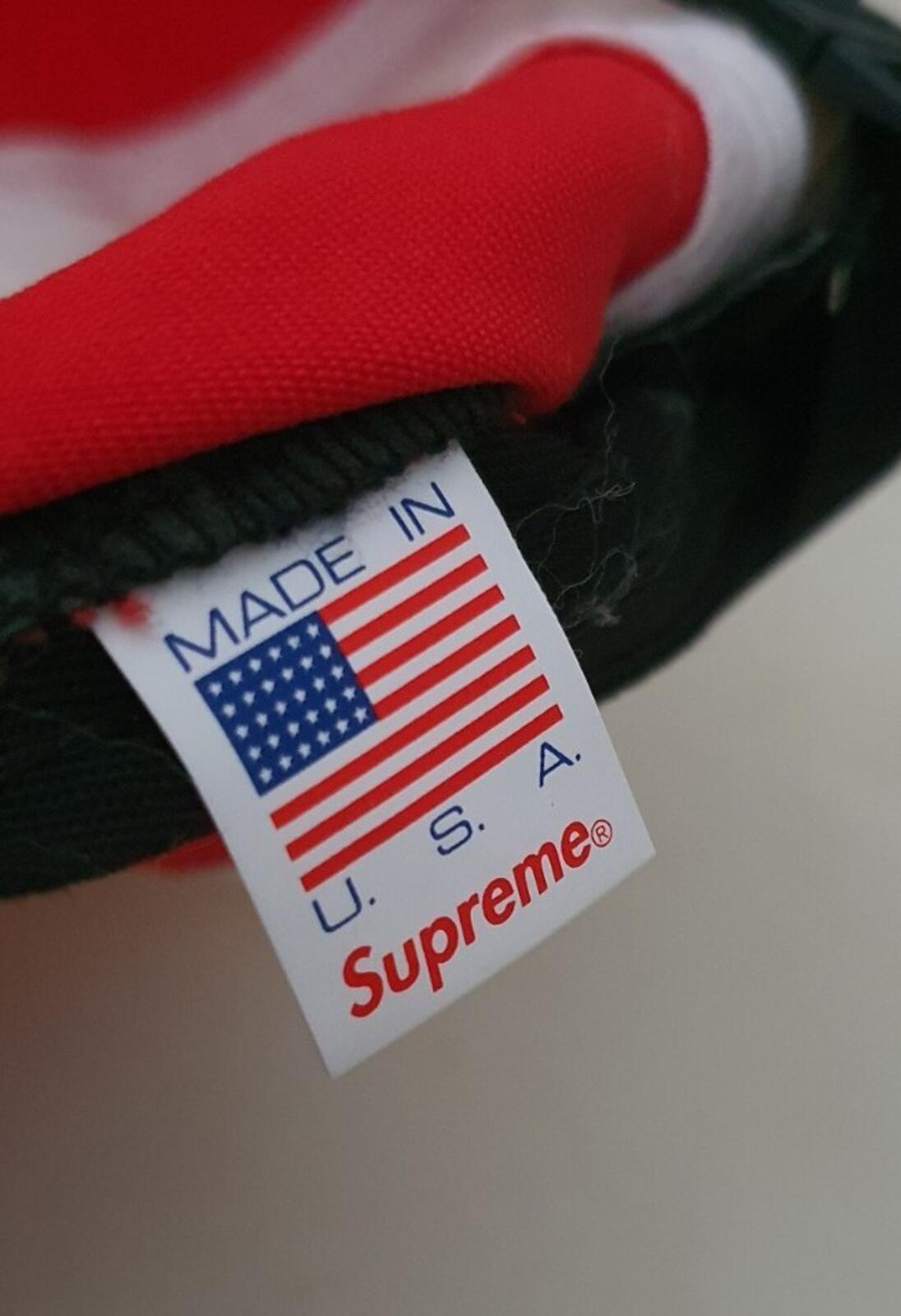 FW18 Supreme Contrast Panel camp cap red white hat box logo