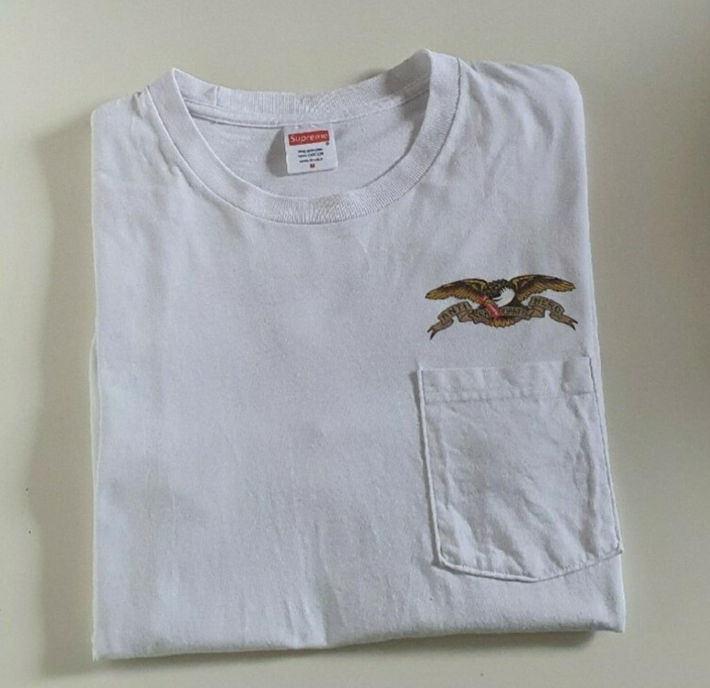 SS16 Supreme x Anti Hero Eagle Pocket Tee White Size M