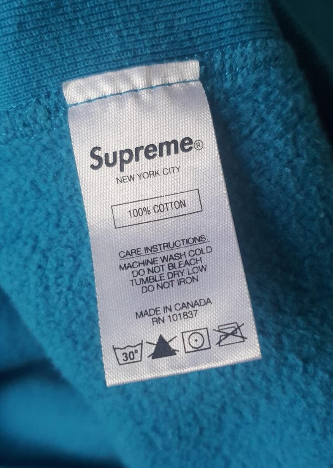 SS18 Supreme Sleeve Embroidery Hooded Sweatshirt Aqua Size M
