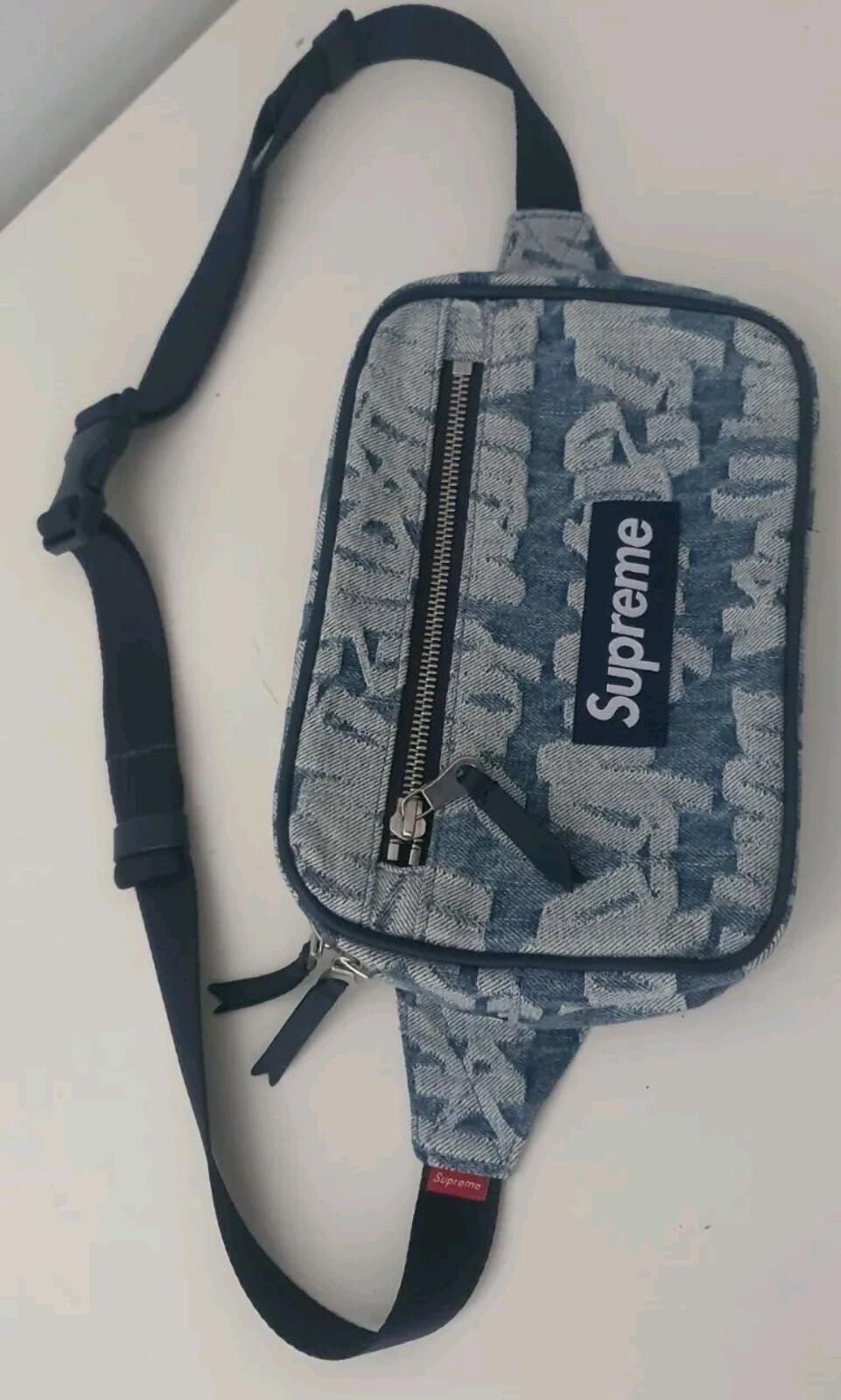 SS22 Supreme Fat Tip Jacquard Denim Bauchtasche Blau Schulter Bauchtasche 3L