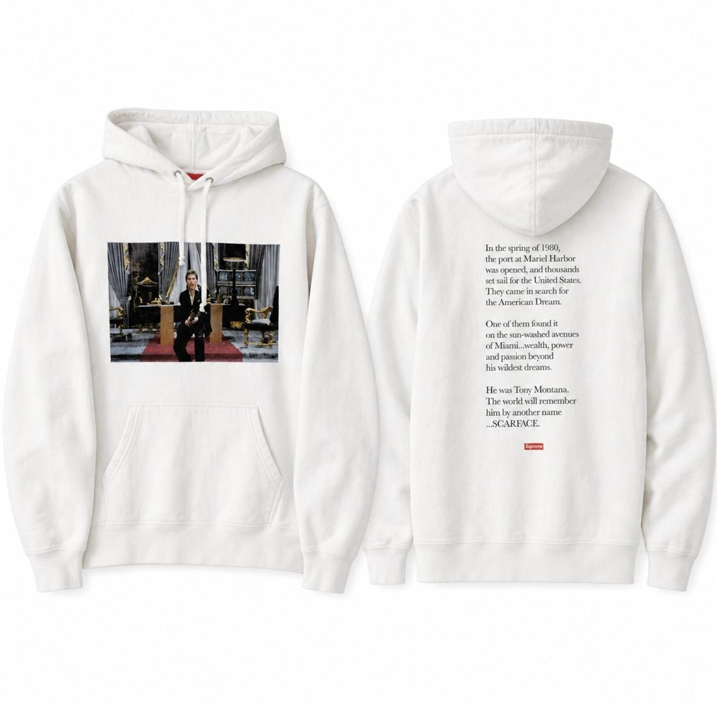 FW17 Supreme x Scarface Friend Kapuzenpullover Weiß Größe L