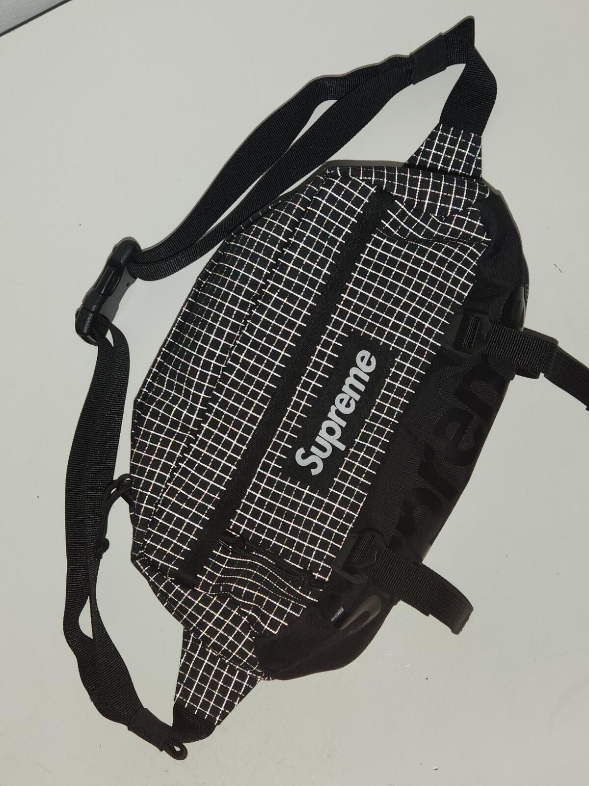 SS24 Supreme waist bag Water resistant Reflective Black Shoulder 3L