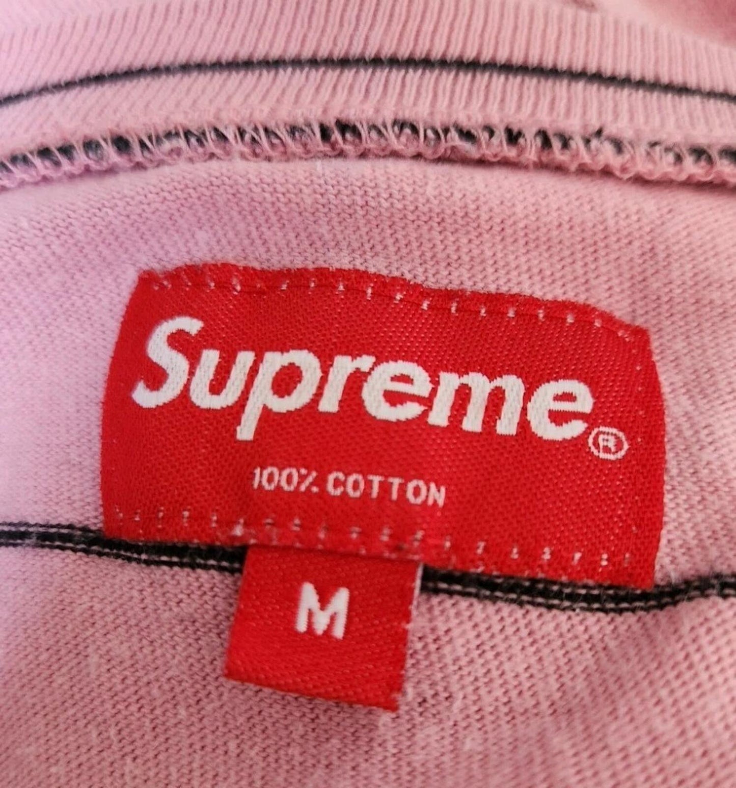 SS16 Supreme Pinstripe tee size M medium T-shirt pink