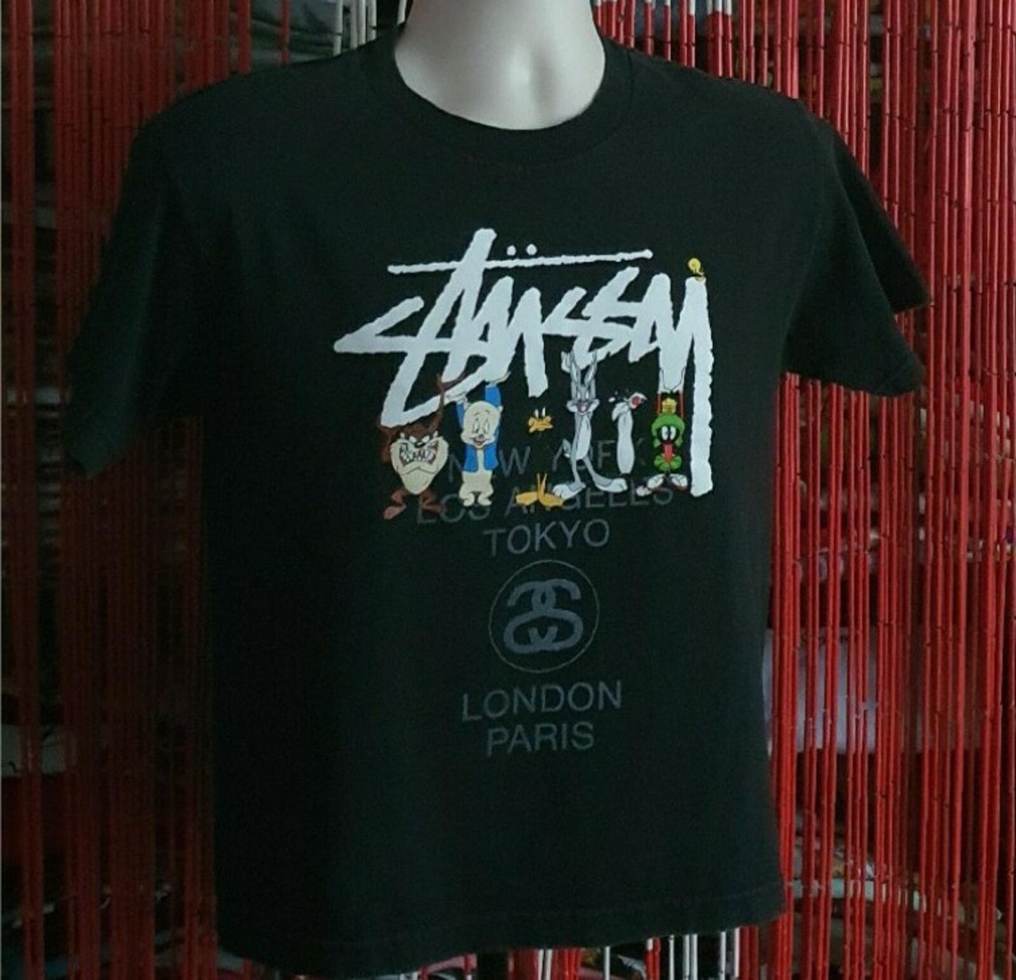 SS14 Stussy Kids Looney Tunes schwarzes T-Shirt Gr. L für Jungen und Mädchen Vintage 2014