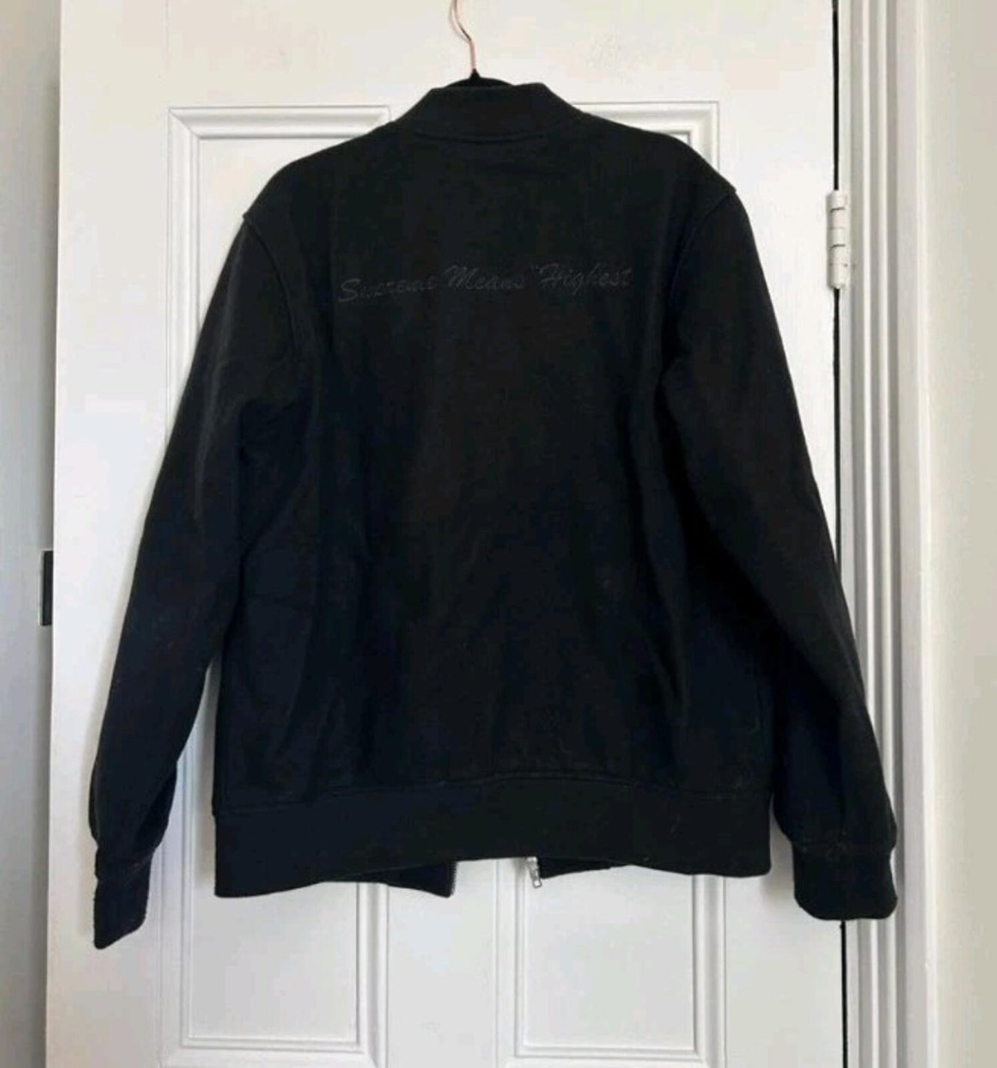 Chaqueta de lana Supreme Old English con cremallera Varsity FW14 negra talla L