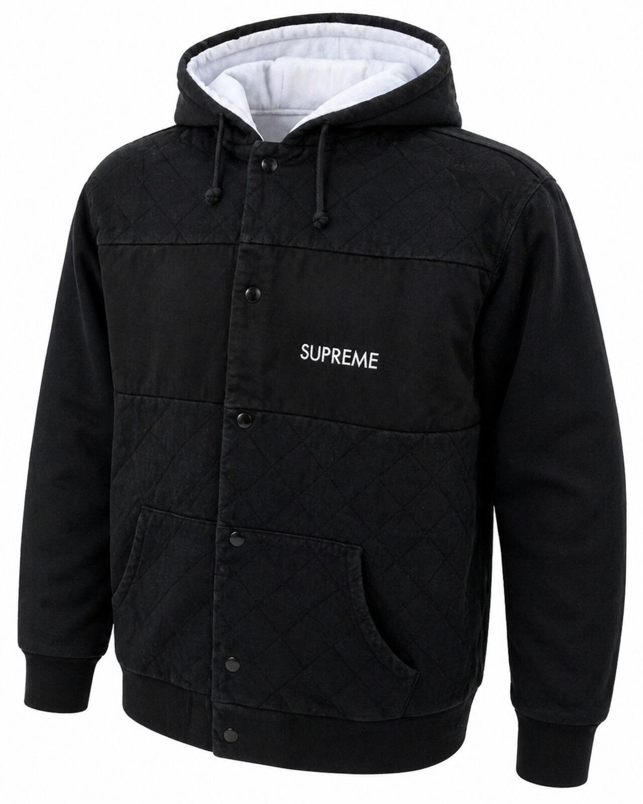 Supreme Vintage Hooded Jacket Heavyweight Paneled Sweatshirt Black Size XL