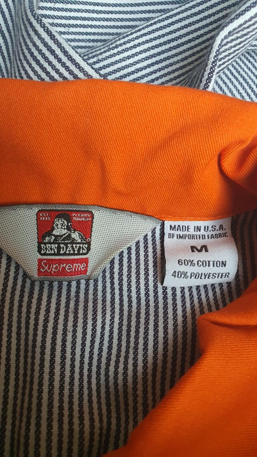 FW19 Supreme x Ben Davis short sleeve work shirt hickory stripe orange M Medium