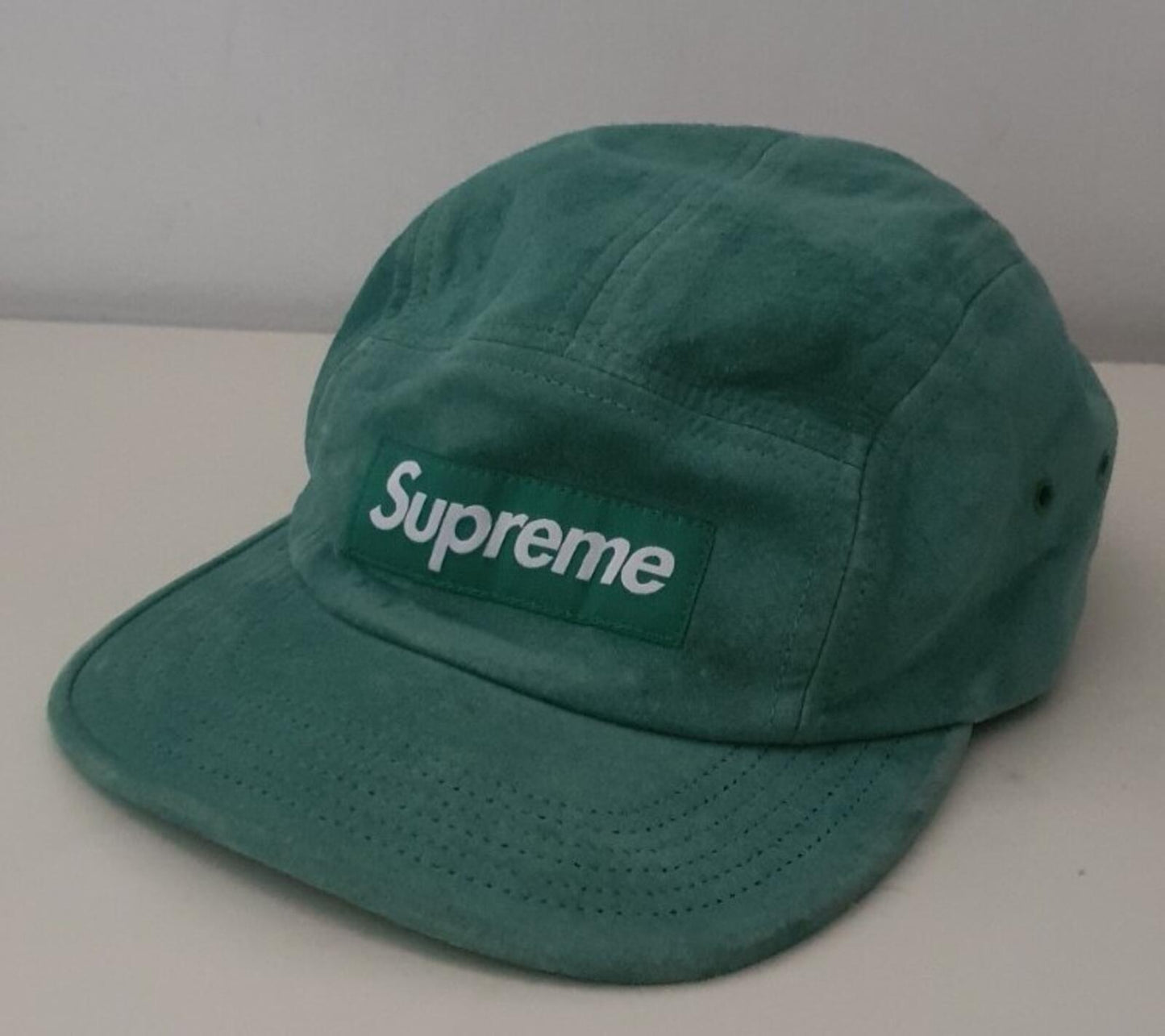 SS17 Supreme Suede Camp Cap Light Green Leather Hat Box Logo