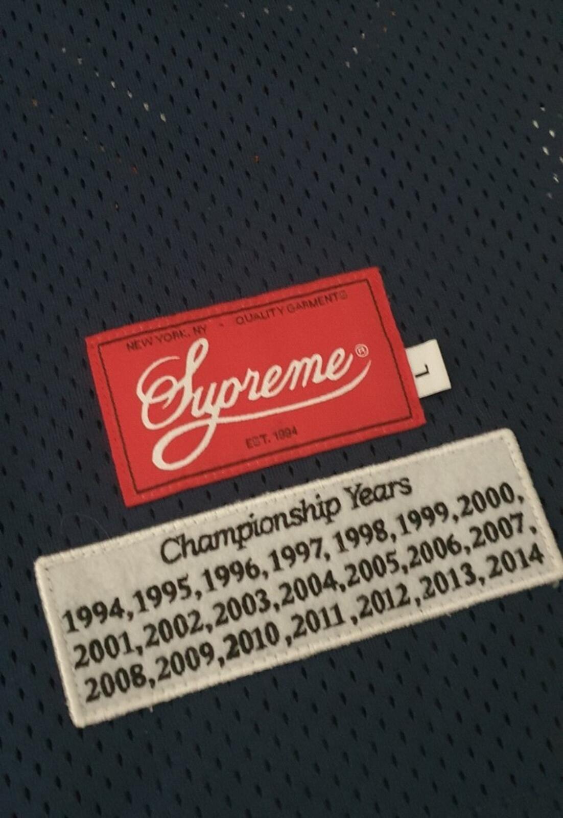 SS14 Supreme Championship Football Top Tee size L Navy t-shirt jersey Vintage