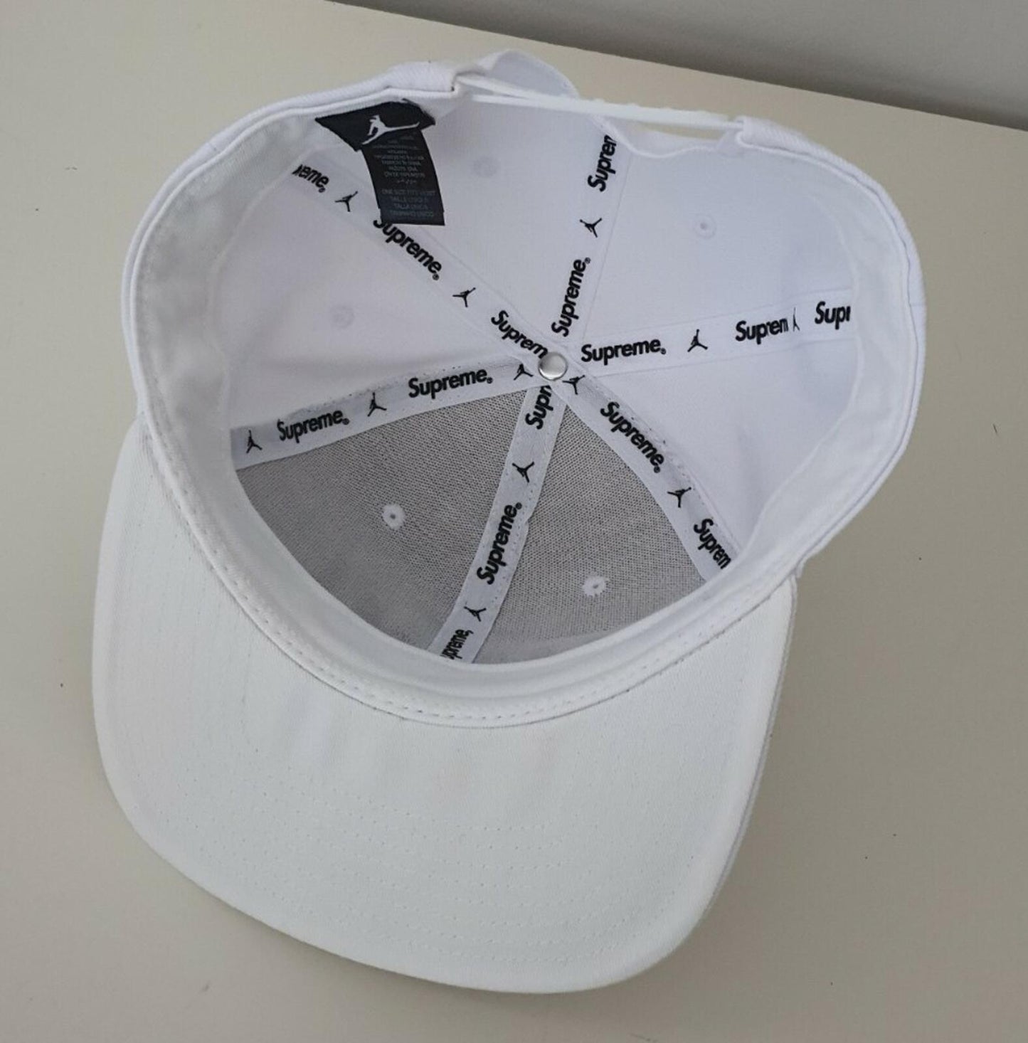 FW15 Supreme x Jordan White 6-Panel Kappe Jumpman Hat Selten 2015