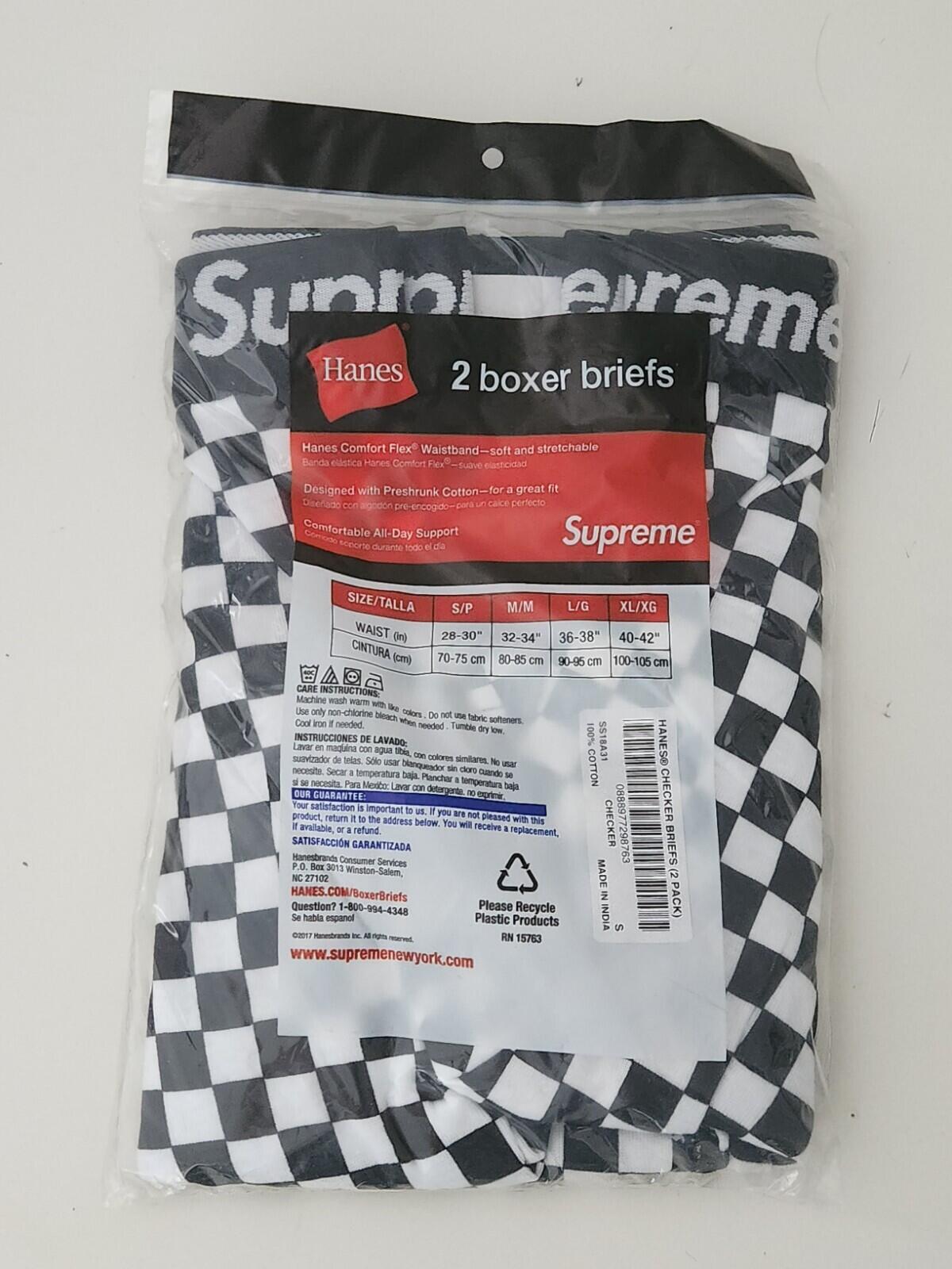 SS18 Supreme Hanes Checkered boxer briefs (2pack) S small
