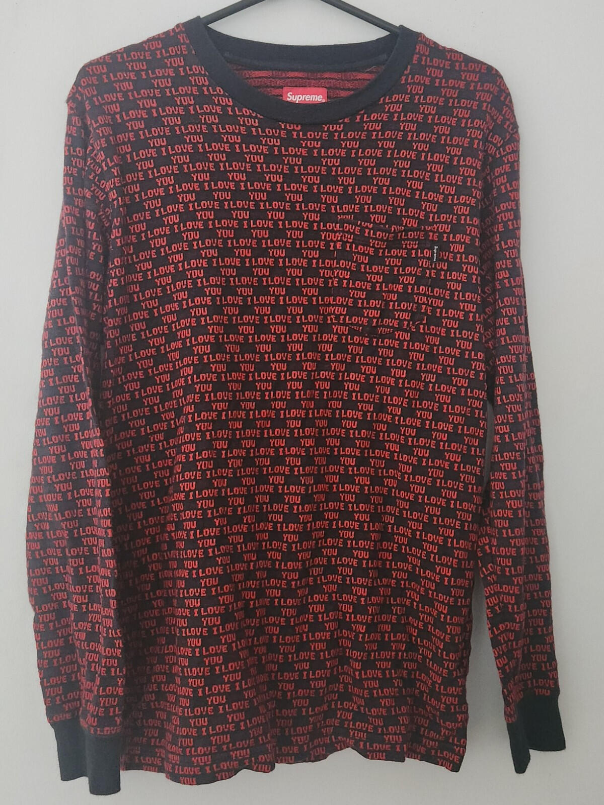 FW17 Supreme I Love You Jacquard Top Sweater Red Size M