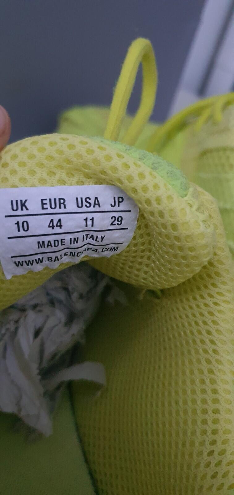 £525 BALENCIAGA Phantom Sneaker Lime And Black UK 10 US 11 EUR 44 trainers Mesh