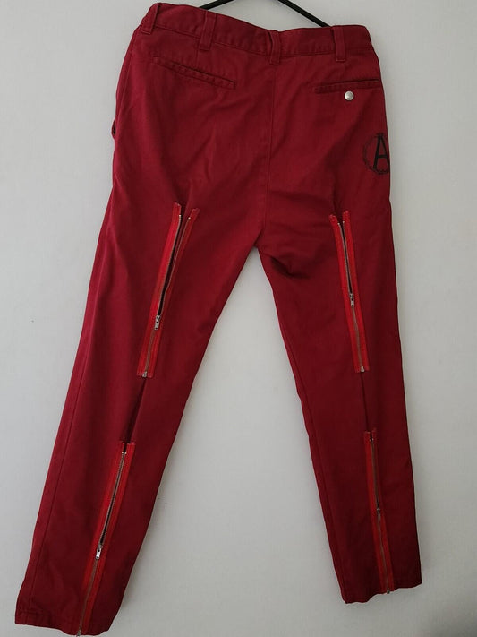 FW16 Supreme x Undercover Anarchy Zipper Work Pant Talla 30 pantalón pantalones Rojo