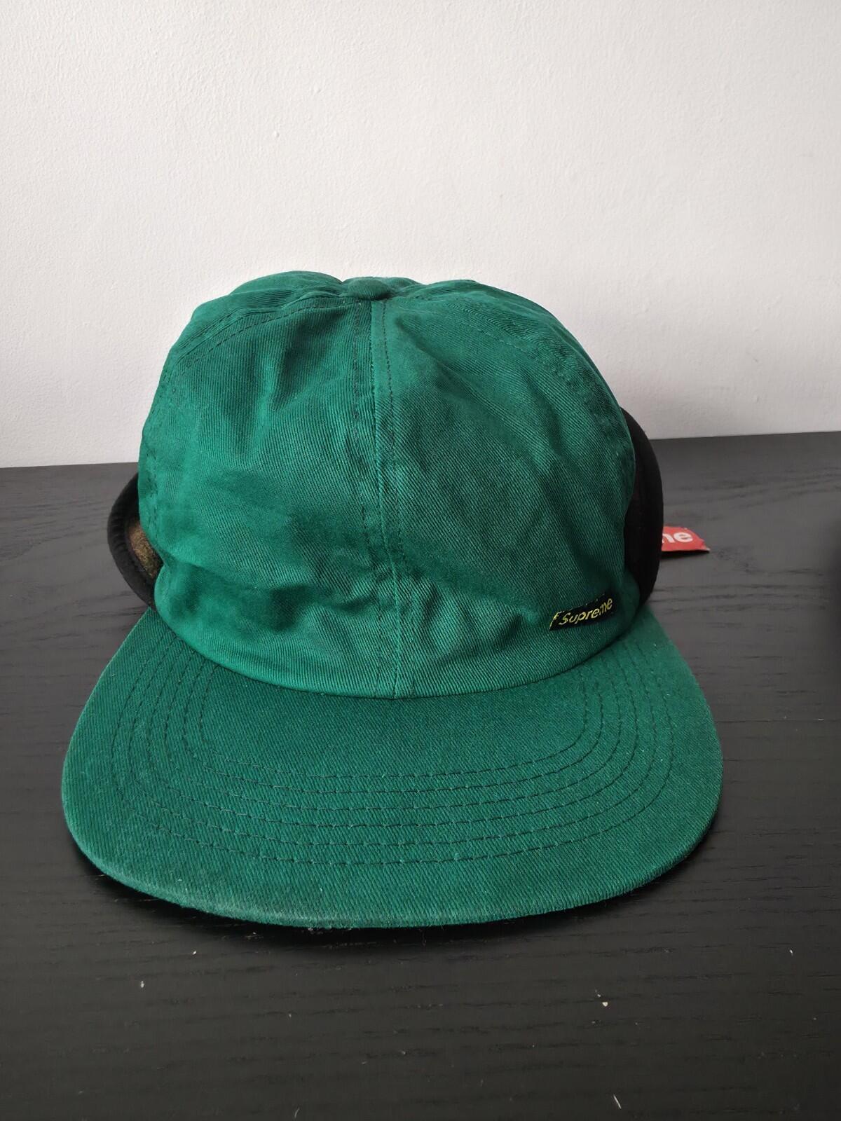 FW12 Supreme Waxed Ear Flap Cap Green Size S/M