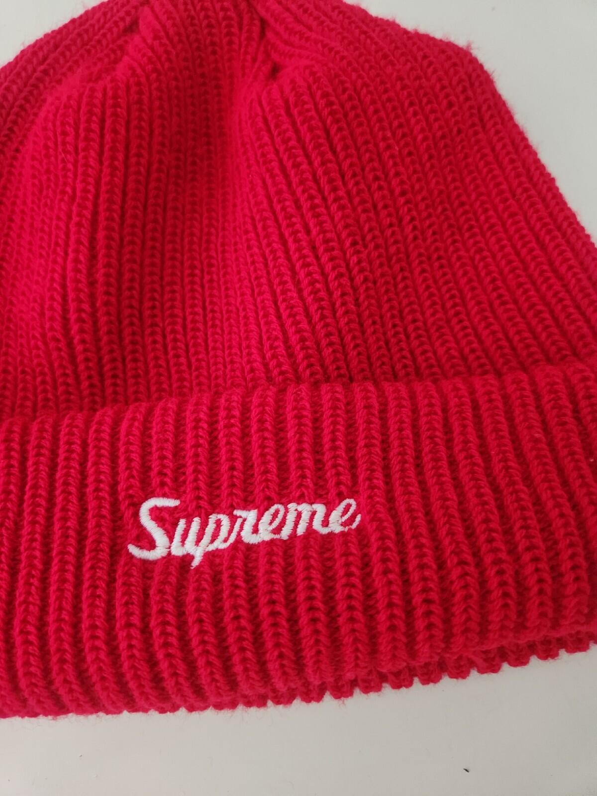 FW18 Supreme Loose Gauge beanie Red Acrylic Hat Made In Canada