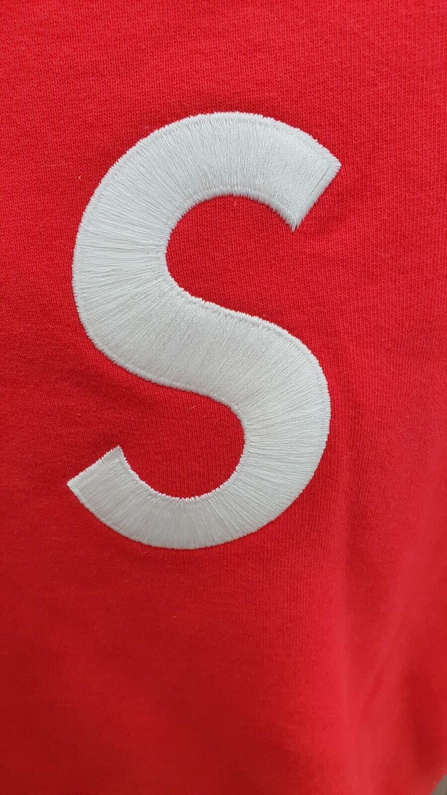 SS19 Supreme S Logo Colorblocked Hooded Sweatshirtgröße XL roter Hoodie