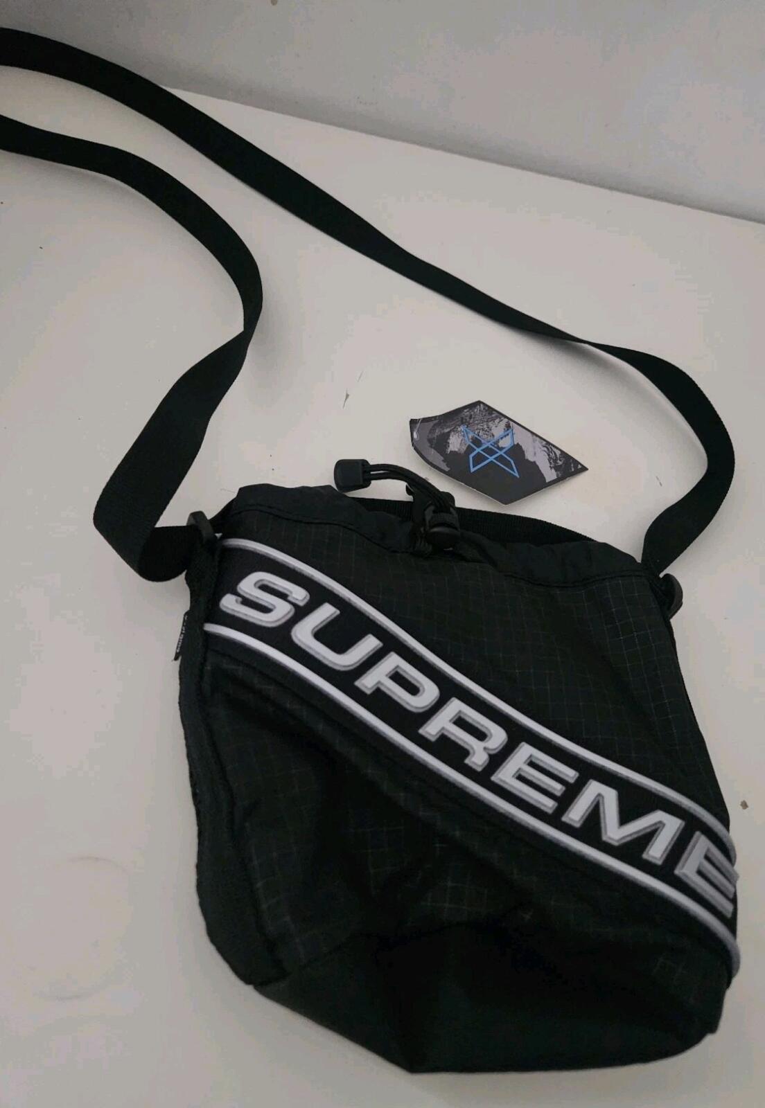 FW23 Supreme Small Cinch Pouch Black Bag Water Resistant Reflective Shoulder
