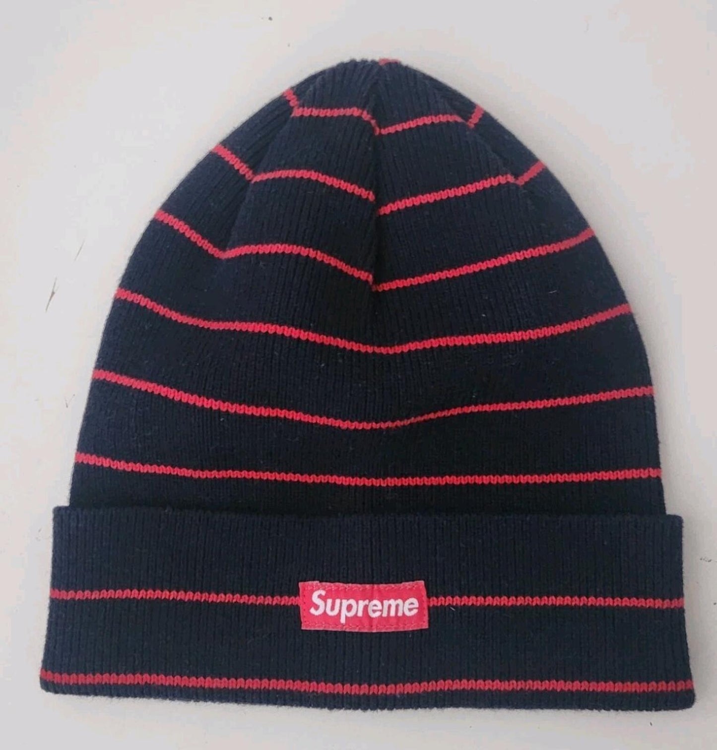 SS15 Supreme Gorro a rayas Azul marino Rojo Sombrero Vintage 2015