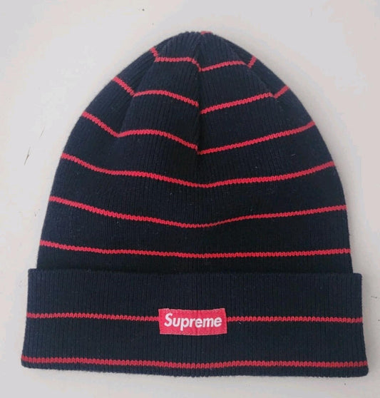 SS15 Supreme gestreifte Beanie Mütze Navy Rot Vintage 2015