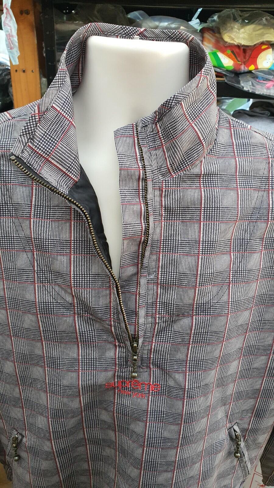 SS20 Supreme Track Half Zip Pullover Jacket Tan Plaid size M