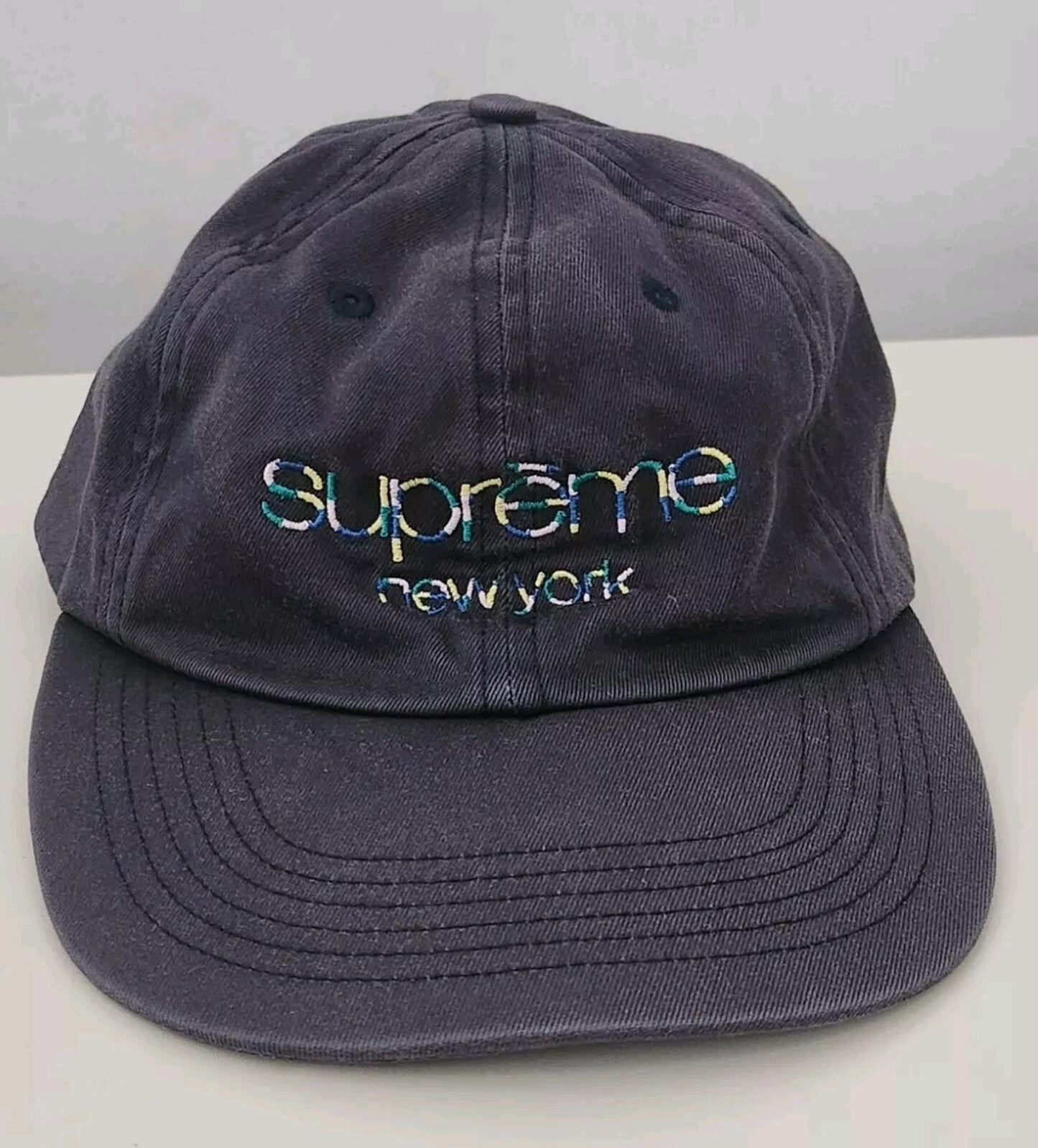 SS17 Supreme Multi Color Classic Logo 6-panel navy cap hat