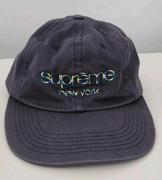 SS17 Supreme Multi Color Classic Logo 6-panel navy cap hat