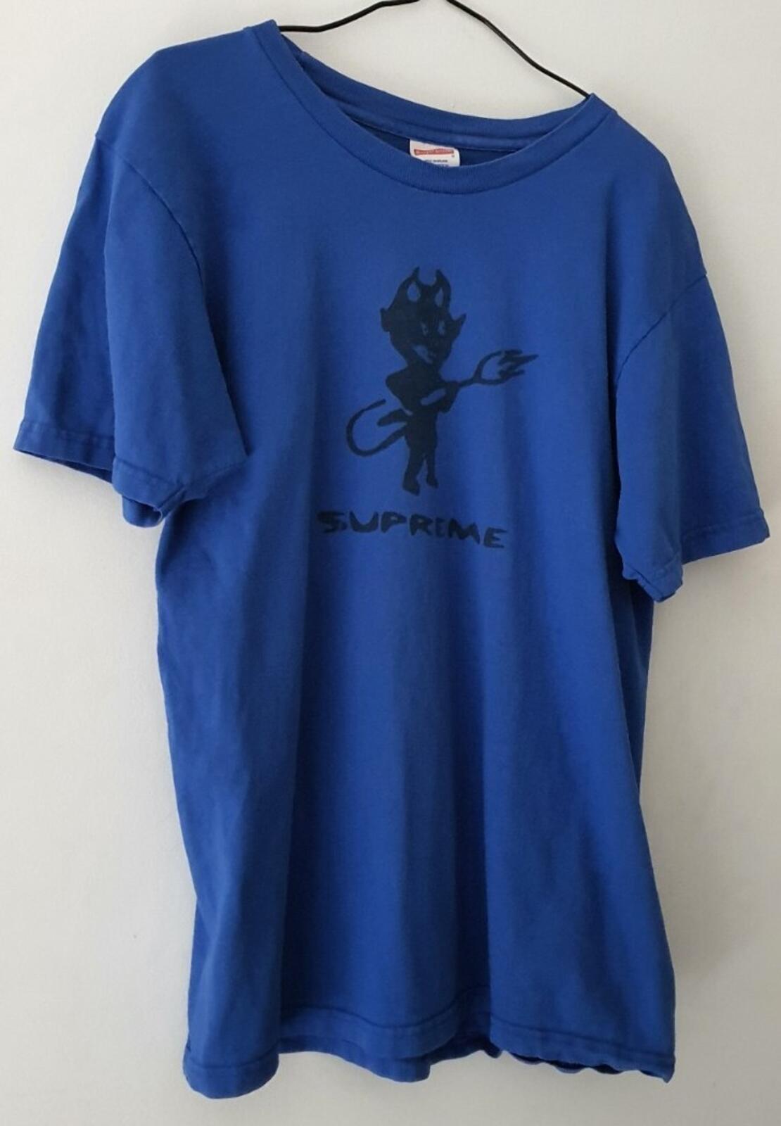 FW15 Supreme Devil heather royal tee size M medium T-shirt blue Rare