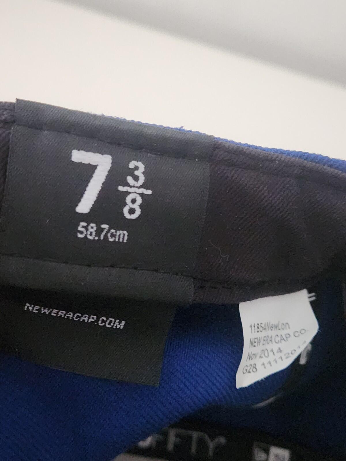 SS15 Supreme Kanji Logo New Era Size 7 3/8 Blue Wool Cap Vintage hat 2015