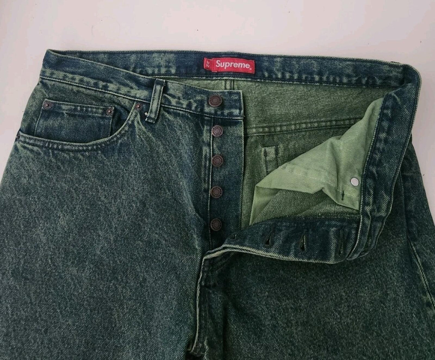 SS23 Supreme Regular Jean Size 32 W32 L32 Overdyed Green Denim Jeans Trousers