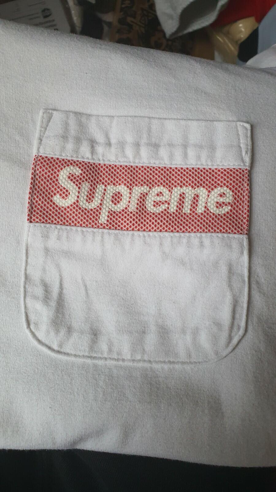 SS19 Supreme Mesh Stripe Pocket tee S/S Top size L Large white t-shirt box logo
