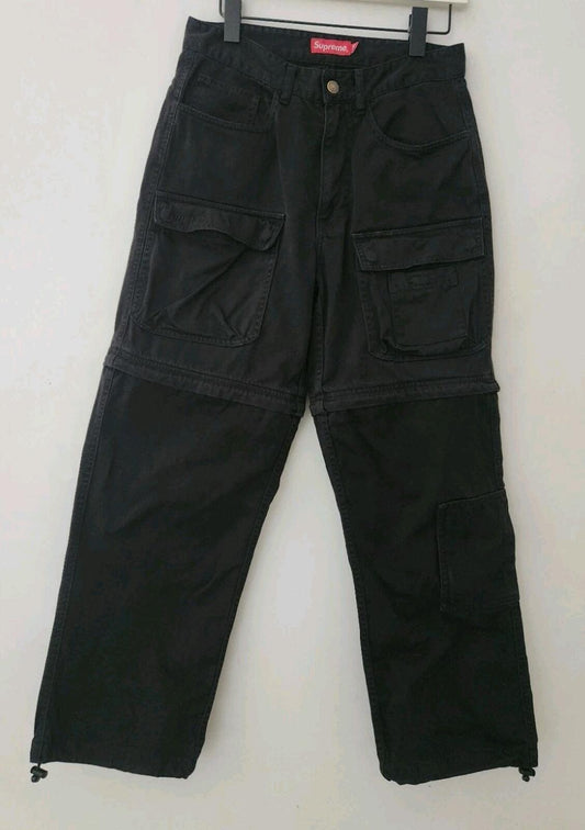 FW21 Supreme Zip-Off Utility Pant Black Trousers Shorts Größe 30 W30 L30 S Small
