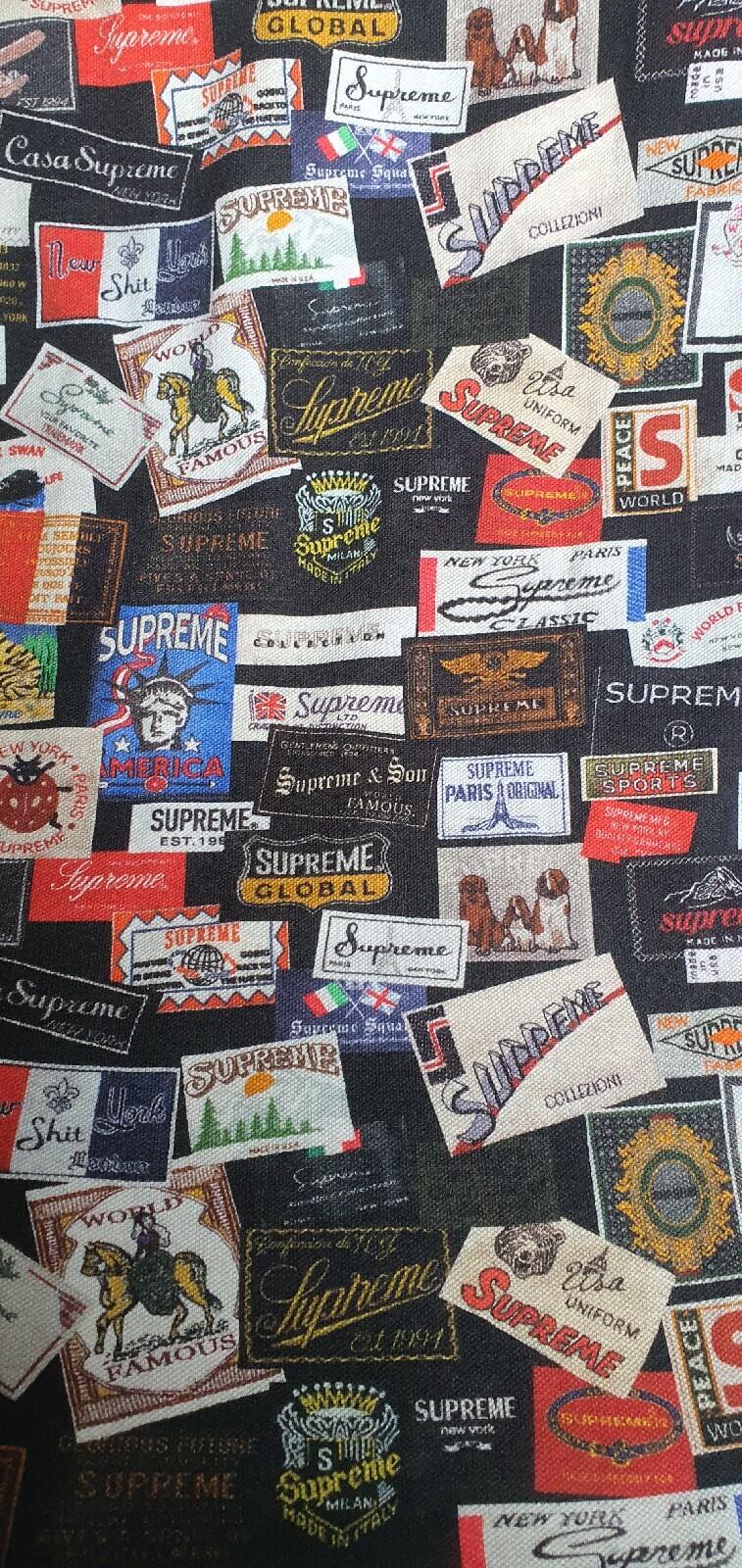 Camisa Polo Etiquetas Supreme SS21 Negra Talla M