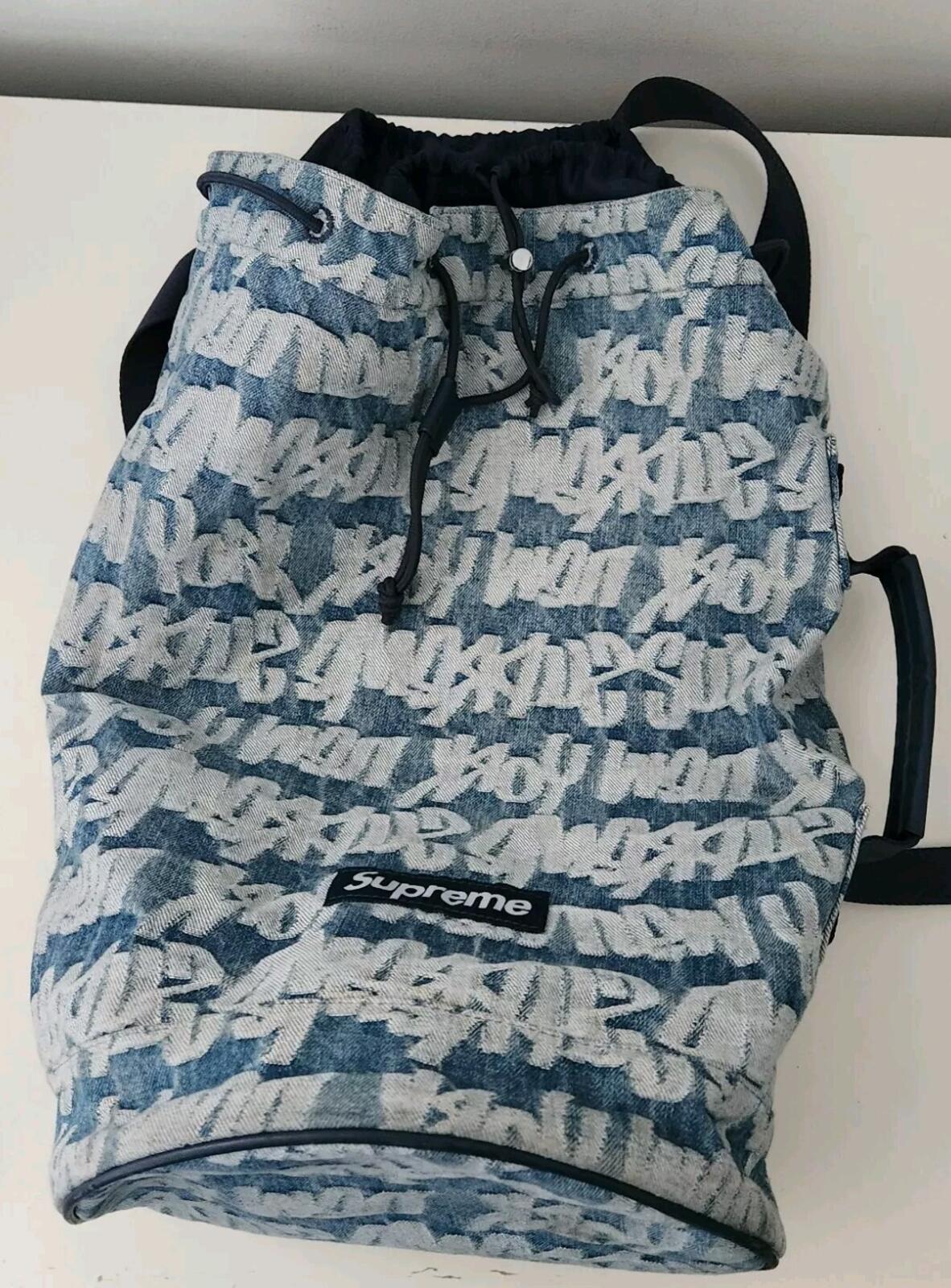 SS22 Supreme Fat Tip Jacquard Denim Backpack bag Blue