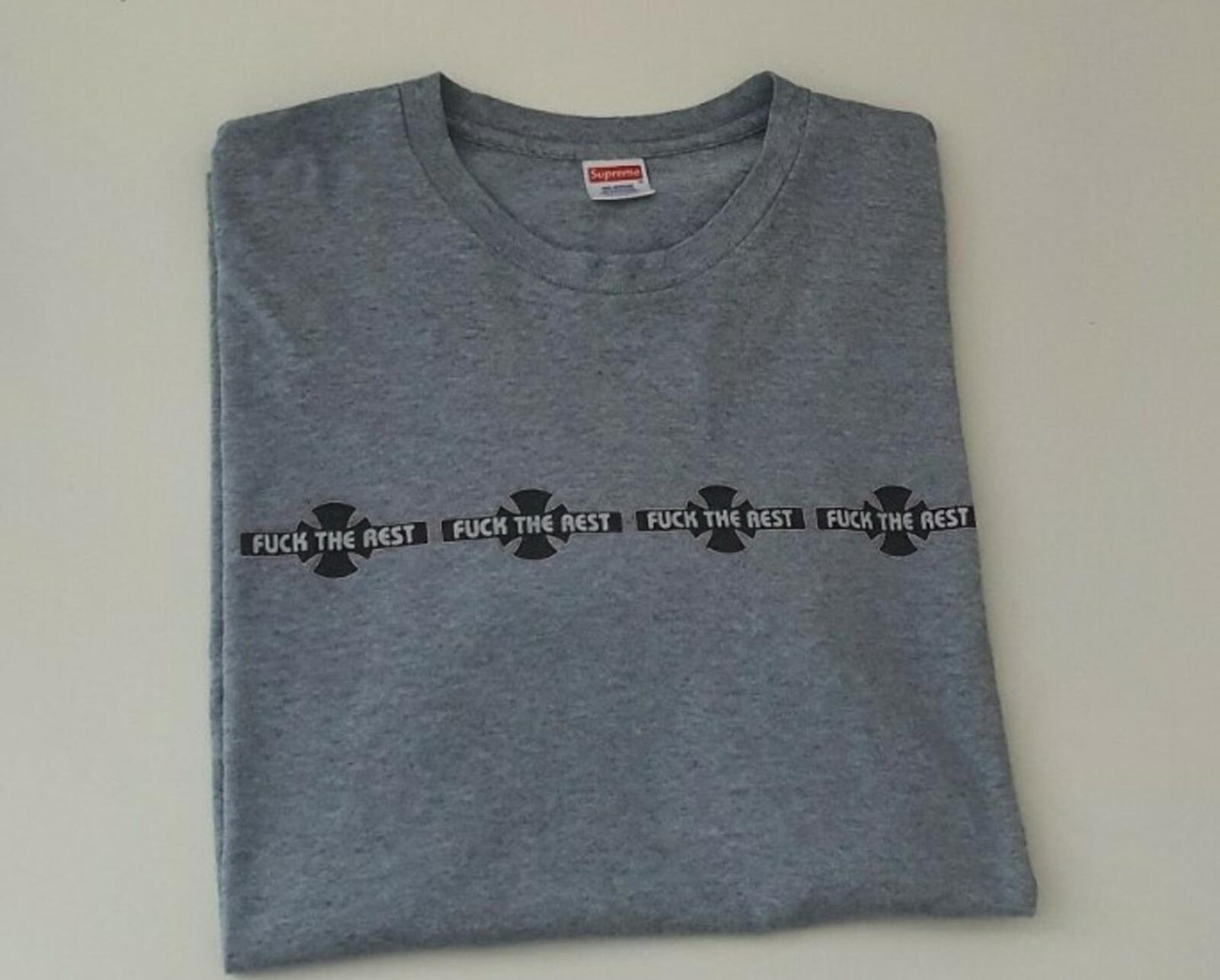FW15 Supreme x Independent Fuc* The Rest heather grey tee XL T-shirt Made In USA