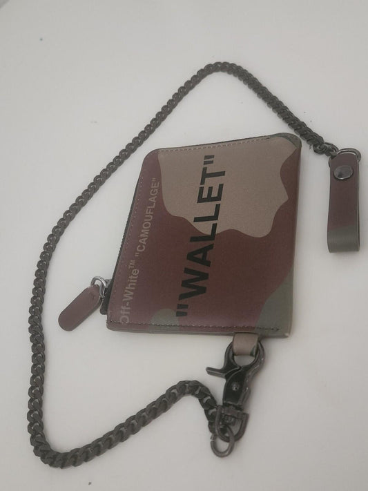 Cartera de cadena SS19 OFF-WHITE Camuflaje Cita PVPR 225 € Cuero Hecho en Italia Bolso