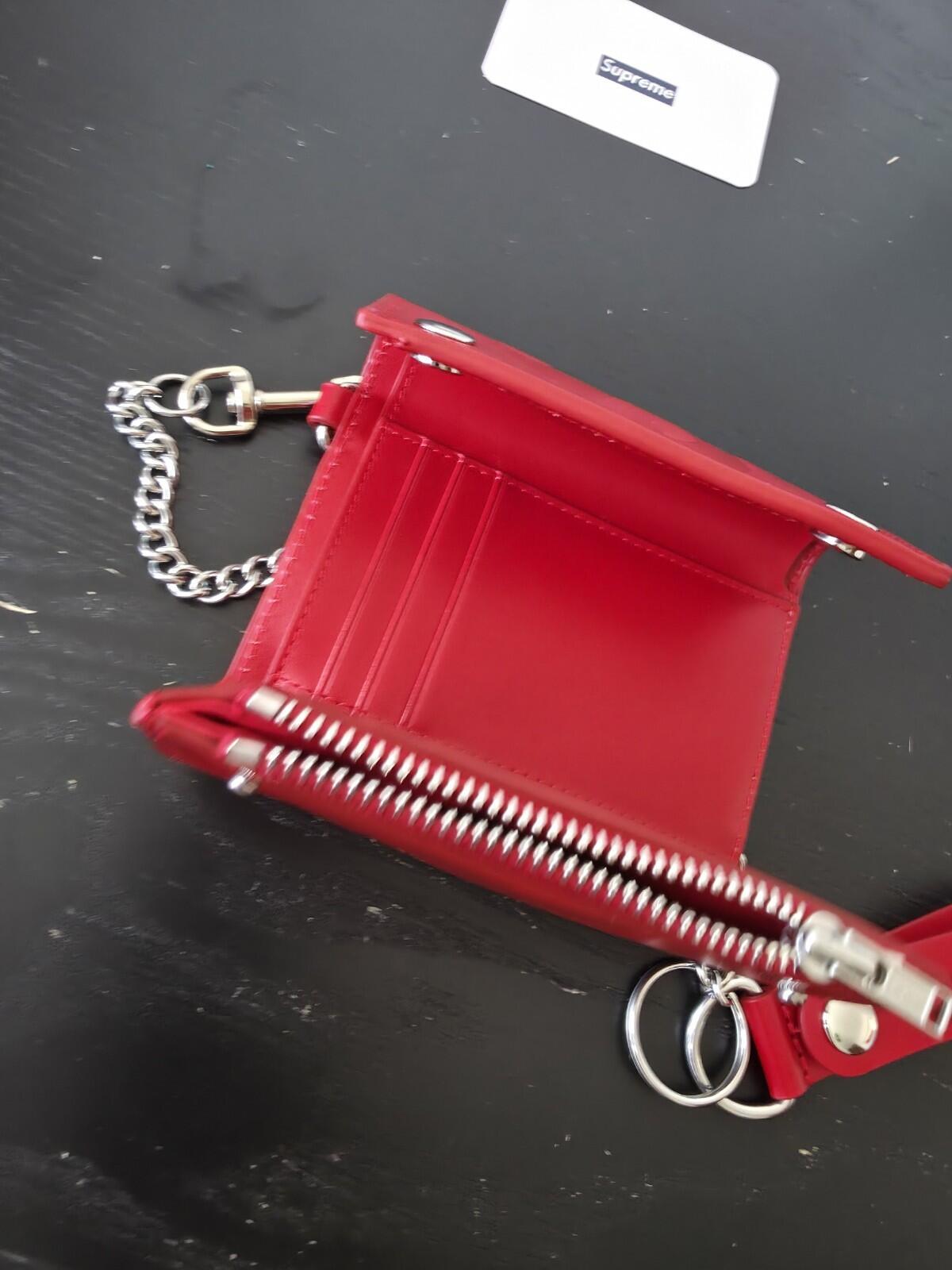SS25 Supreme Lederketten-Geldbörse Rot