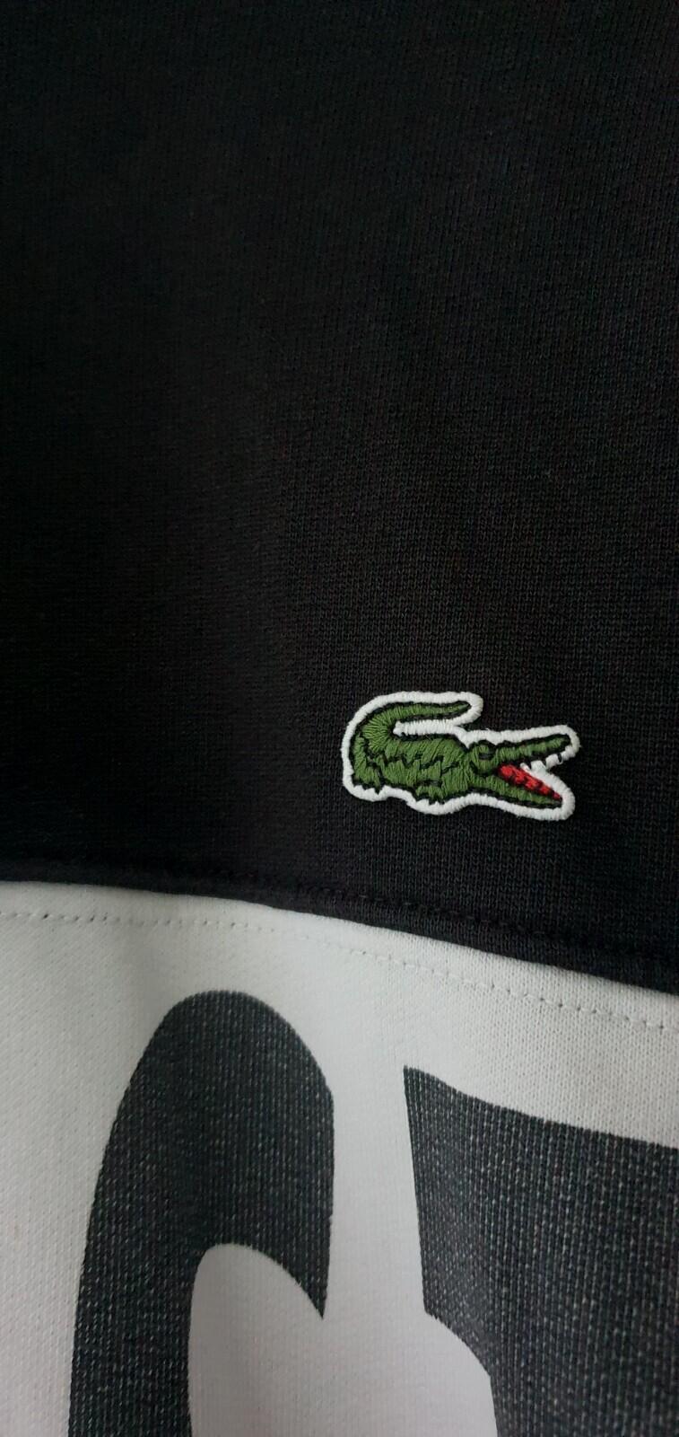 FW19 Supreme x Lacoste Logo Panel Hooded Sweatshirt Größe M Medium Schwarzer Hoodie