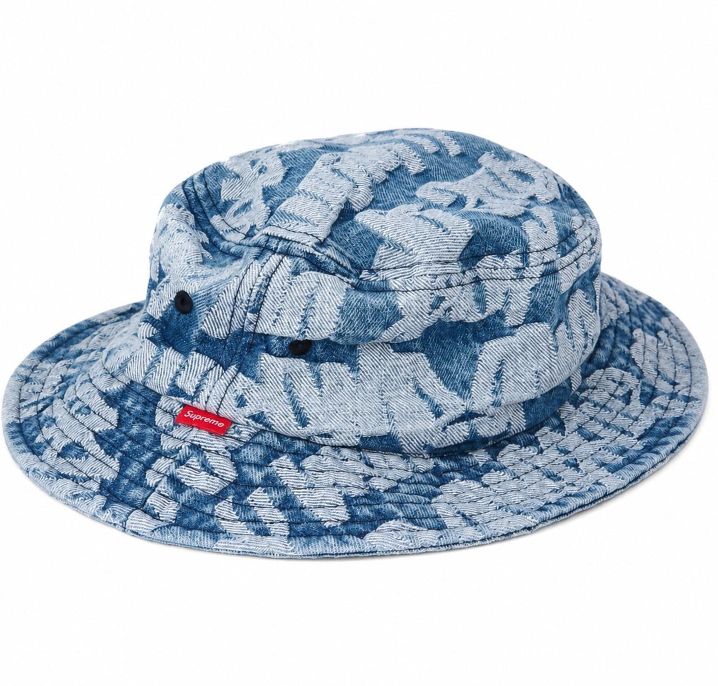 SS22 Supreme Fat Tip Jacquard Denim Crusher Hat Blue Size S/M