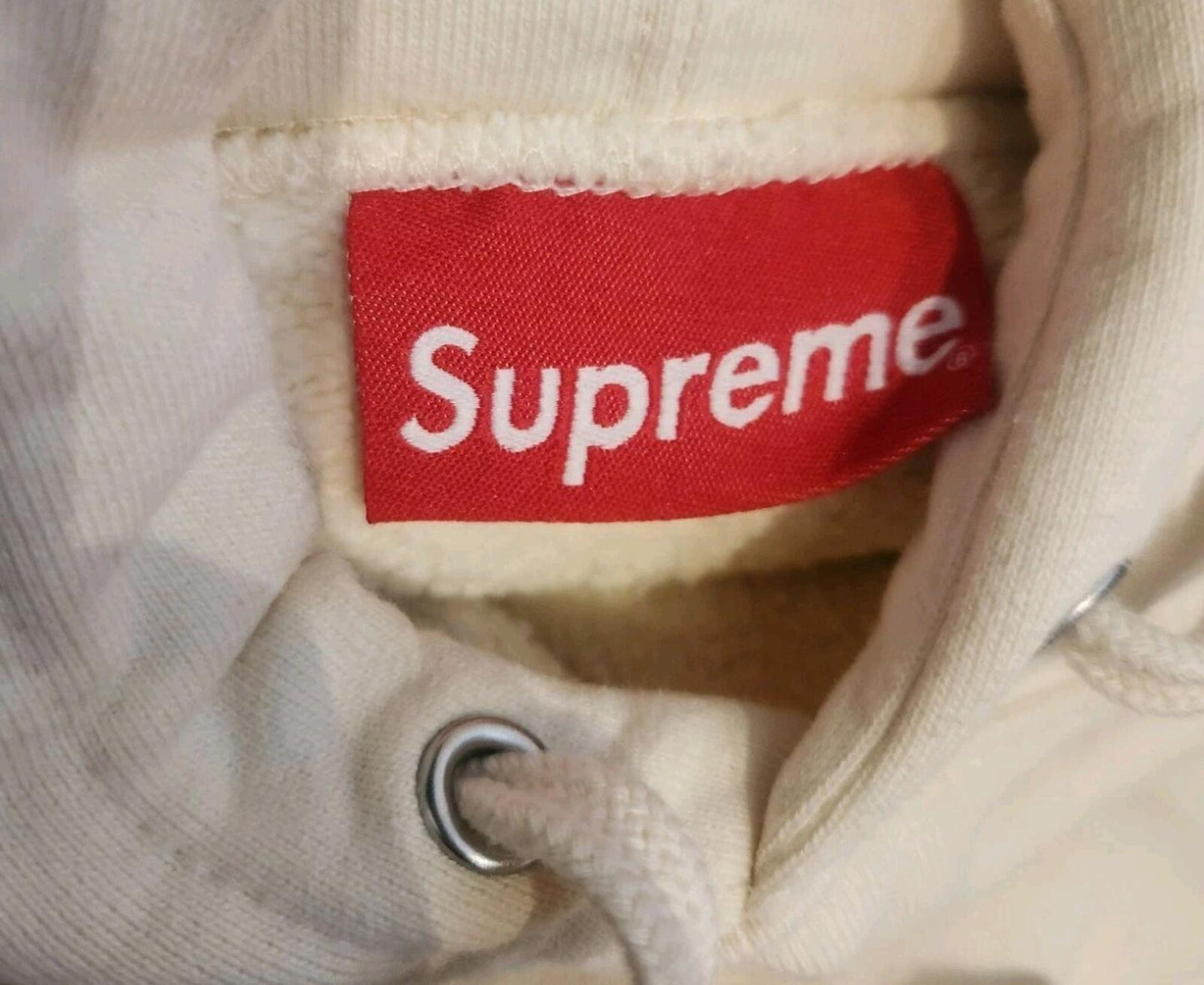 SS20 Supreme Metallic Rib Hooded Sweatshirt Natural Size L